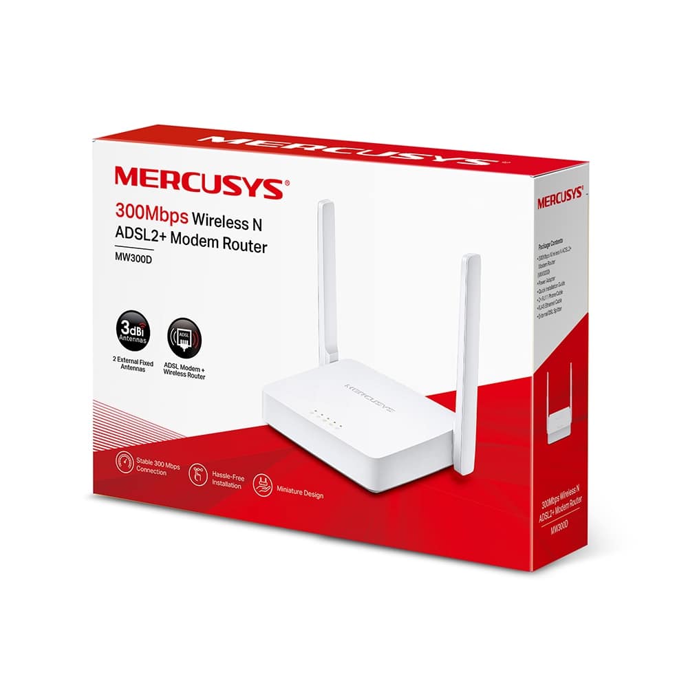 MODEM ROUTER MERCUSYS INALAMBRICO ADSL 300 MBPS MW300D