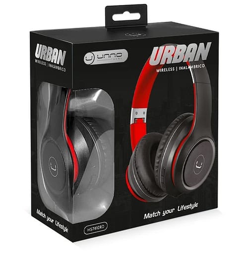 AUDIFONOS UNNO TEKNO URBAN BLUETOOTH 5.0 MANOS LIBRES ROJO 01