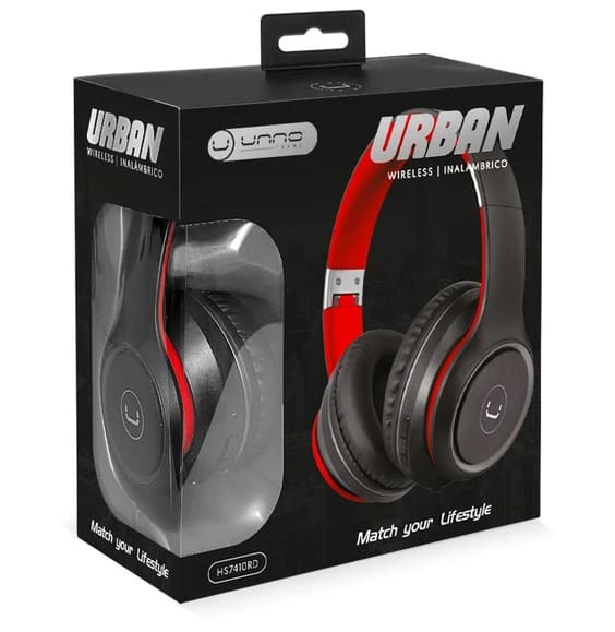 AUDIFONOS UNNO TEKNO URBAN BLUETOOTH 5.0 MANOS LIBRES ROJO