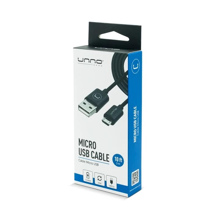 CABLE UNNO TEKNO CONECTOR USB 2.0 MACHO A CONECTOR MICRO USB 3 MT