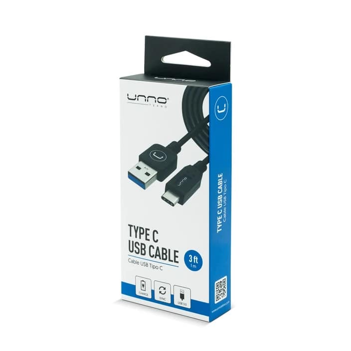 CABLE UNNO TEKNO CONECTOR USB 3.0 MACHO - MACHO 1 MT CONECTOR TIPO C COMPACTO